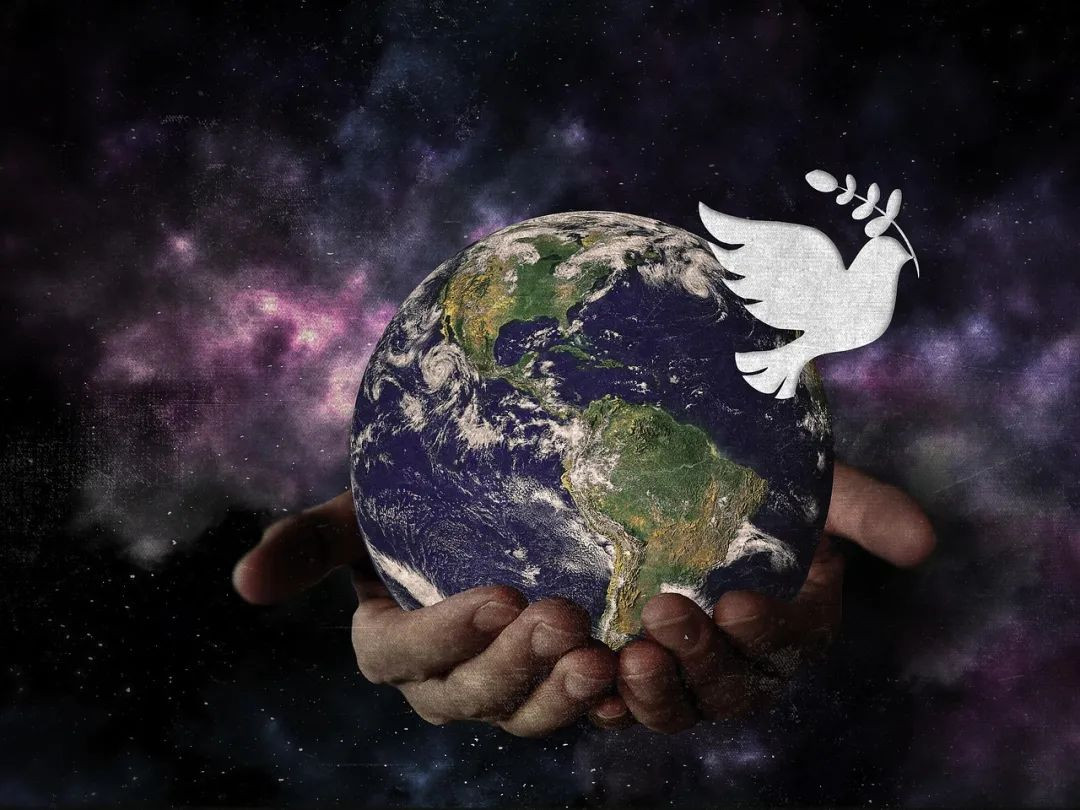 世界和平, 和平鴿, 地球, 一起, 空間, 宇宙, 象征, 全世界