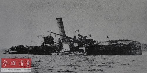 在丰岛海战中搁浅焚毁的“广乙”号（资料图片）