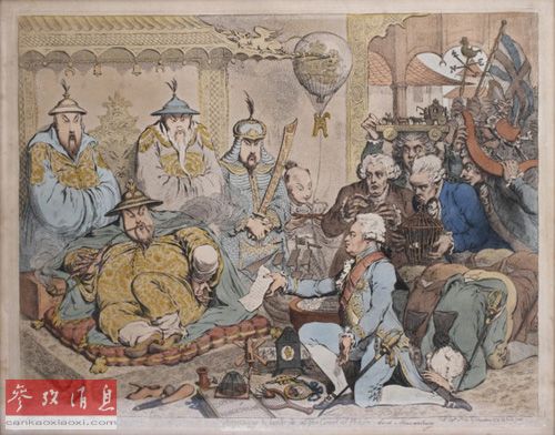 西方绘画作品描述的乾隆接见马戛尔尼使团的情形（资料图片）