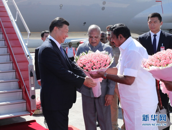 习近平抵达金奈 出席中印领导人非正式会晤