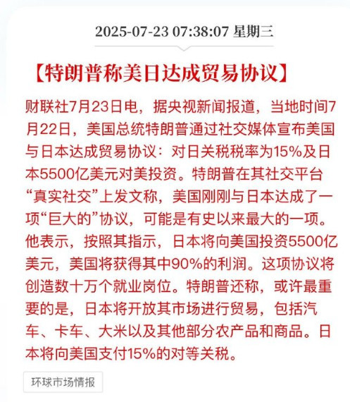美日贸易协定曝光，堪比广场协议2.0